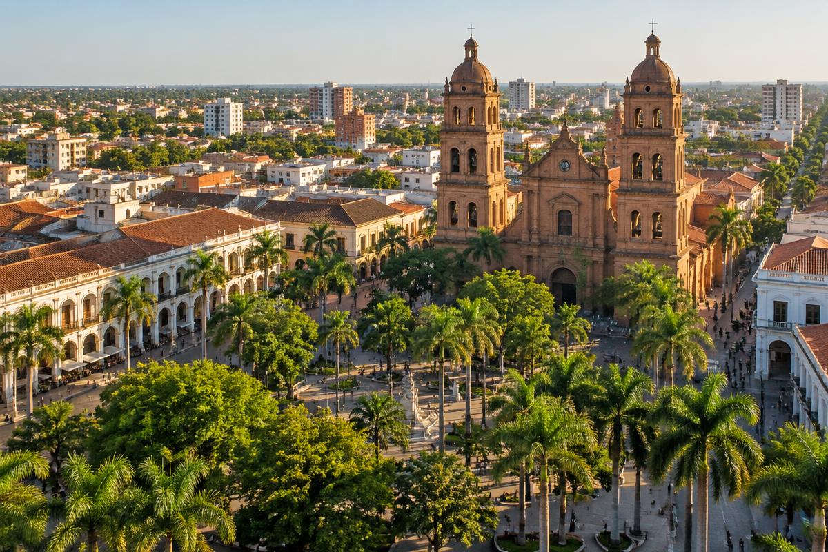 Plaza and cathedral of Santa Cruz de la Sierra, Bolivia